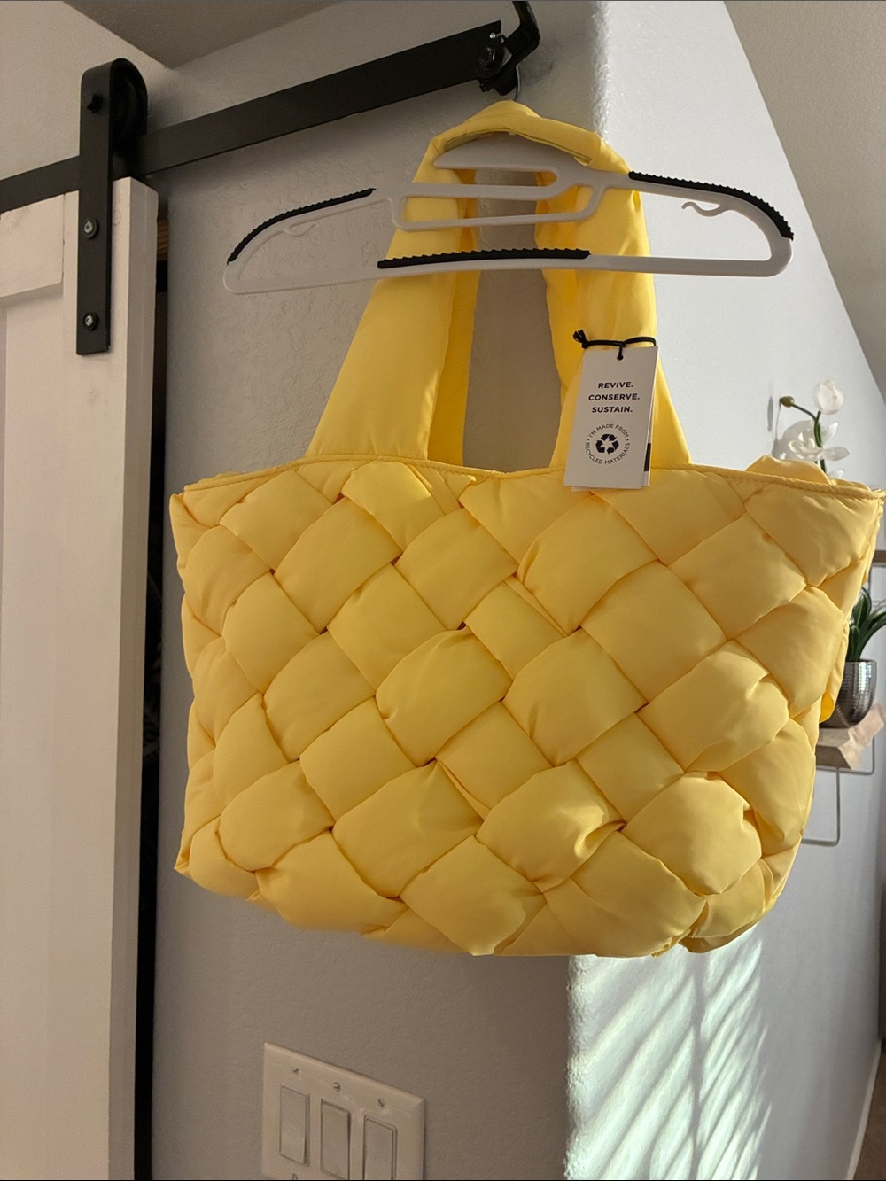 NWT!! Quilted Yellow Woven Tote Bag Sol and Selene !!